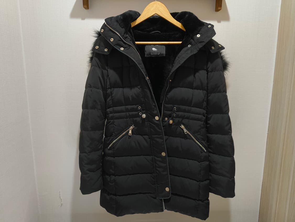 ZARA 자라 여성 블랙 후드 퍼 다운 롱패딩 xs사이즈 상품이미지2