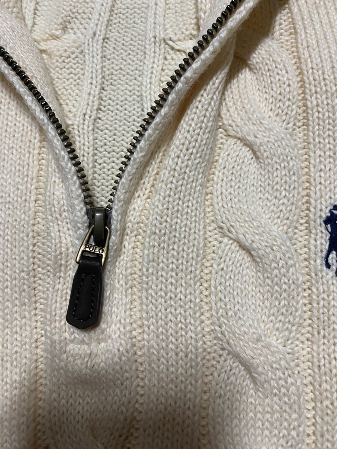 정가279,000원 최신형QR택 폴로 케이블  하프 집업  니트 RRL 상품이미지5