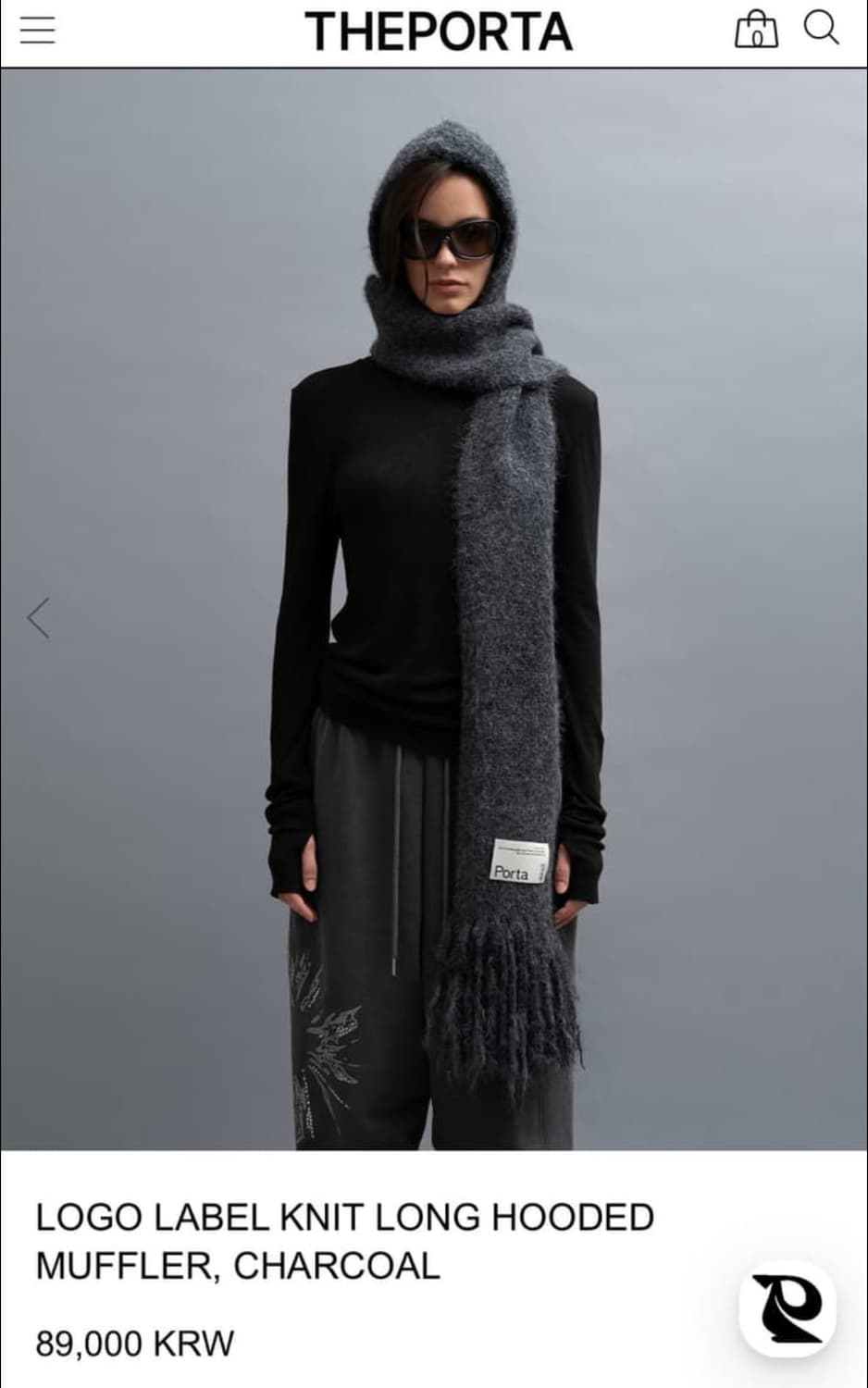 THE PORTA 더포르타 포르타 로고 라벨 후드 머플러 상품이미지1