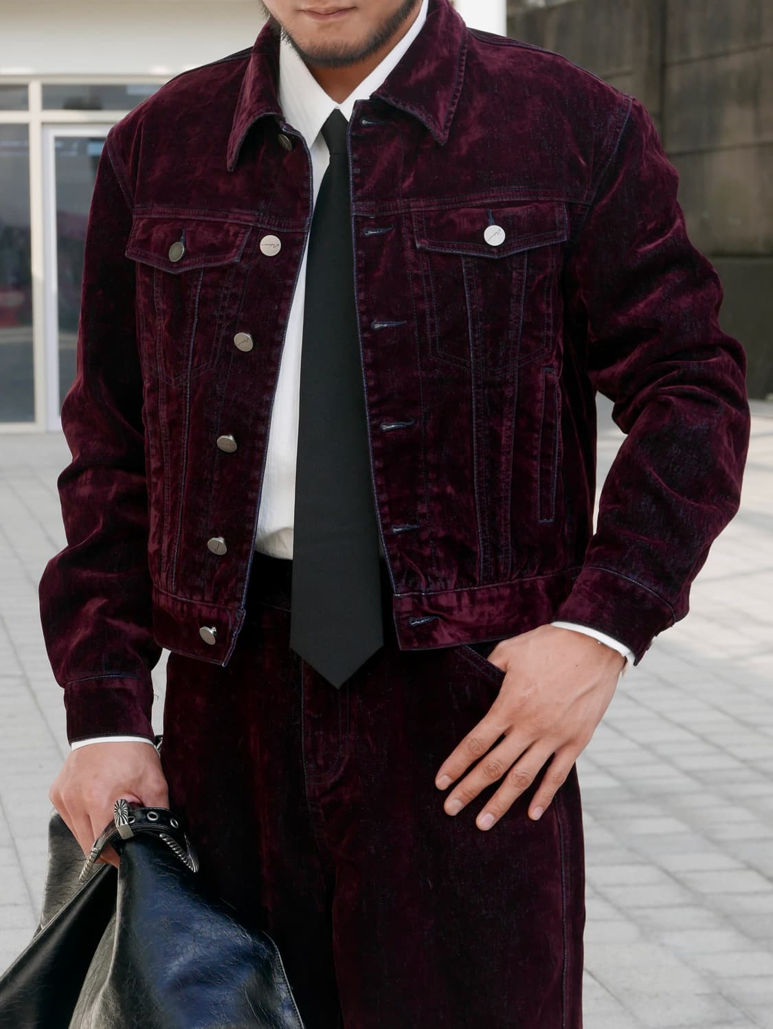 노이어 벨벳트러커 셋업 버건디 상품이미지7