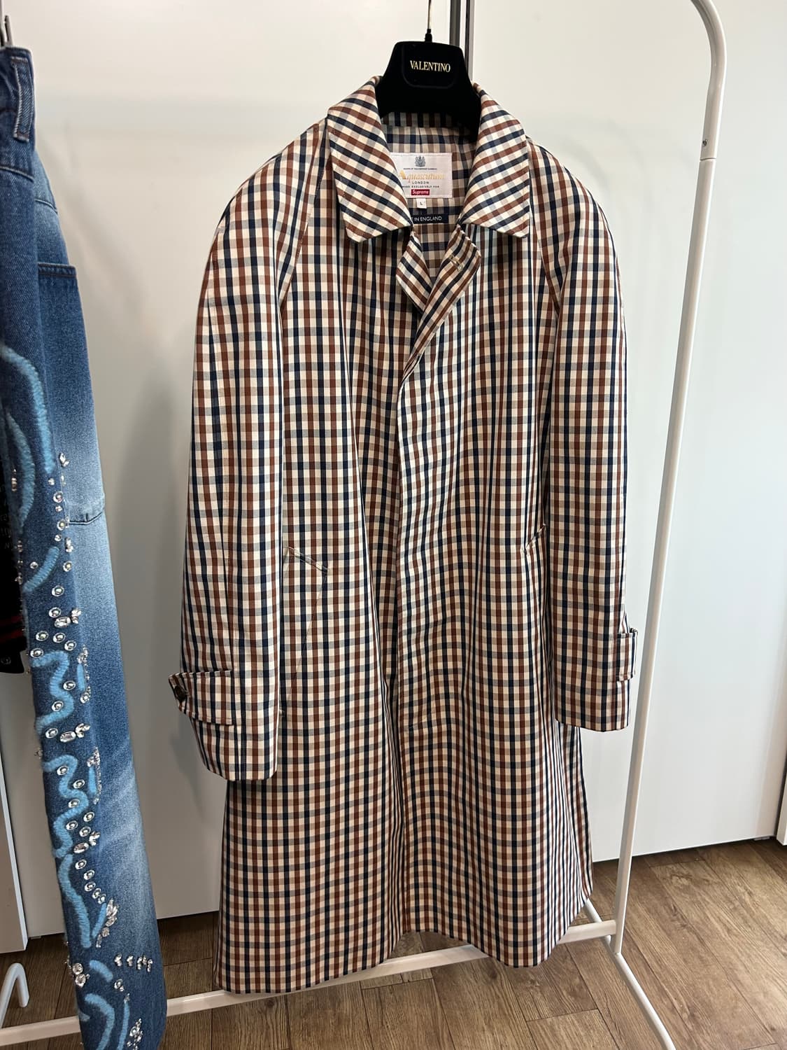 슈프림 x 아쿠아스큐텀 깅엄 체크 맥코트 상품이미지3