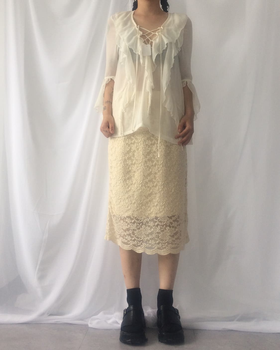 Flower pattern midi skirt 상품이미지4