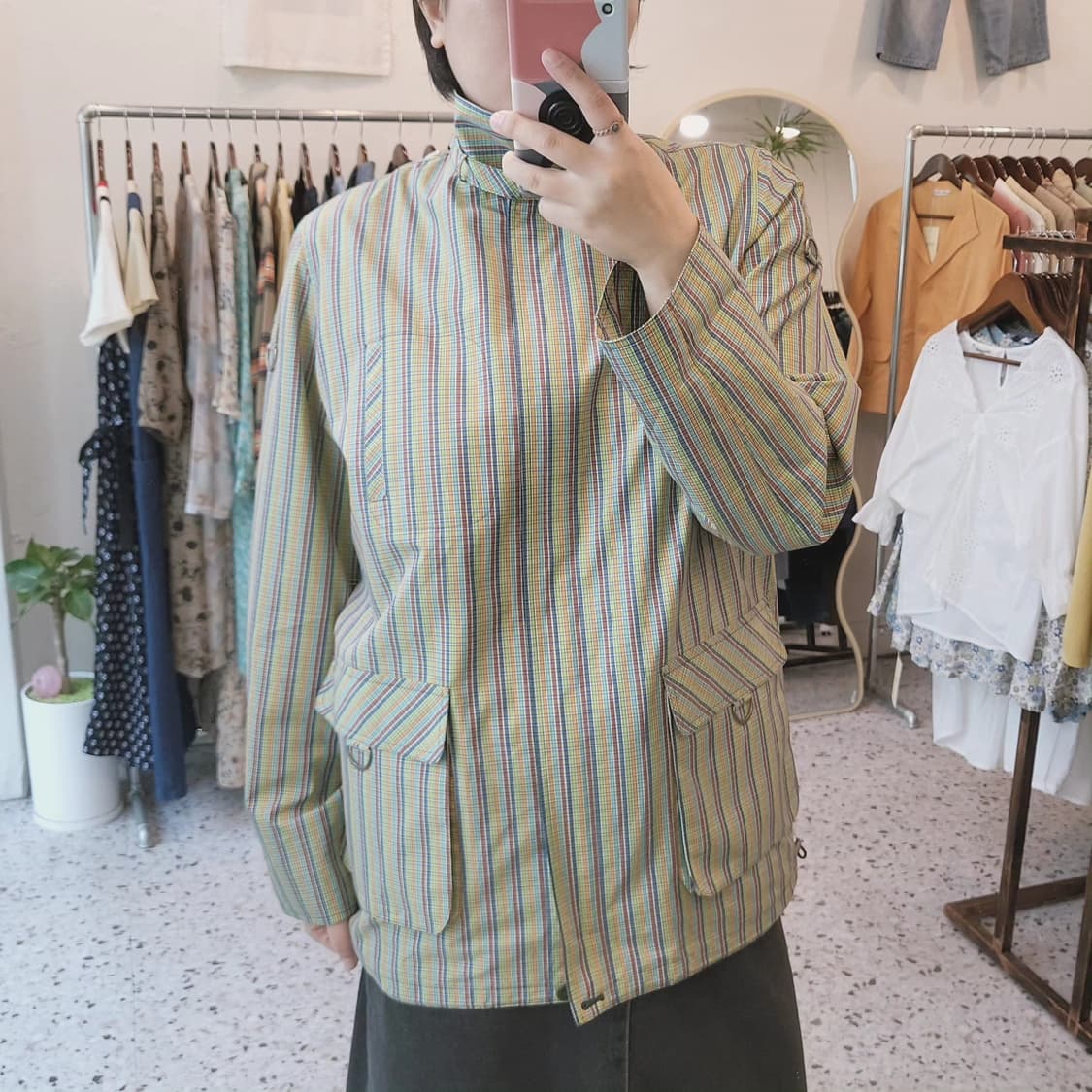 kaoryinu 레인보우체크 하이넥 자켓 상품이미지10