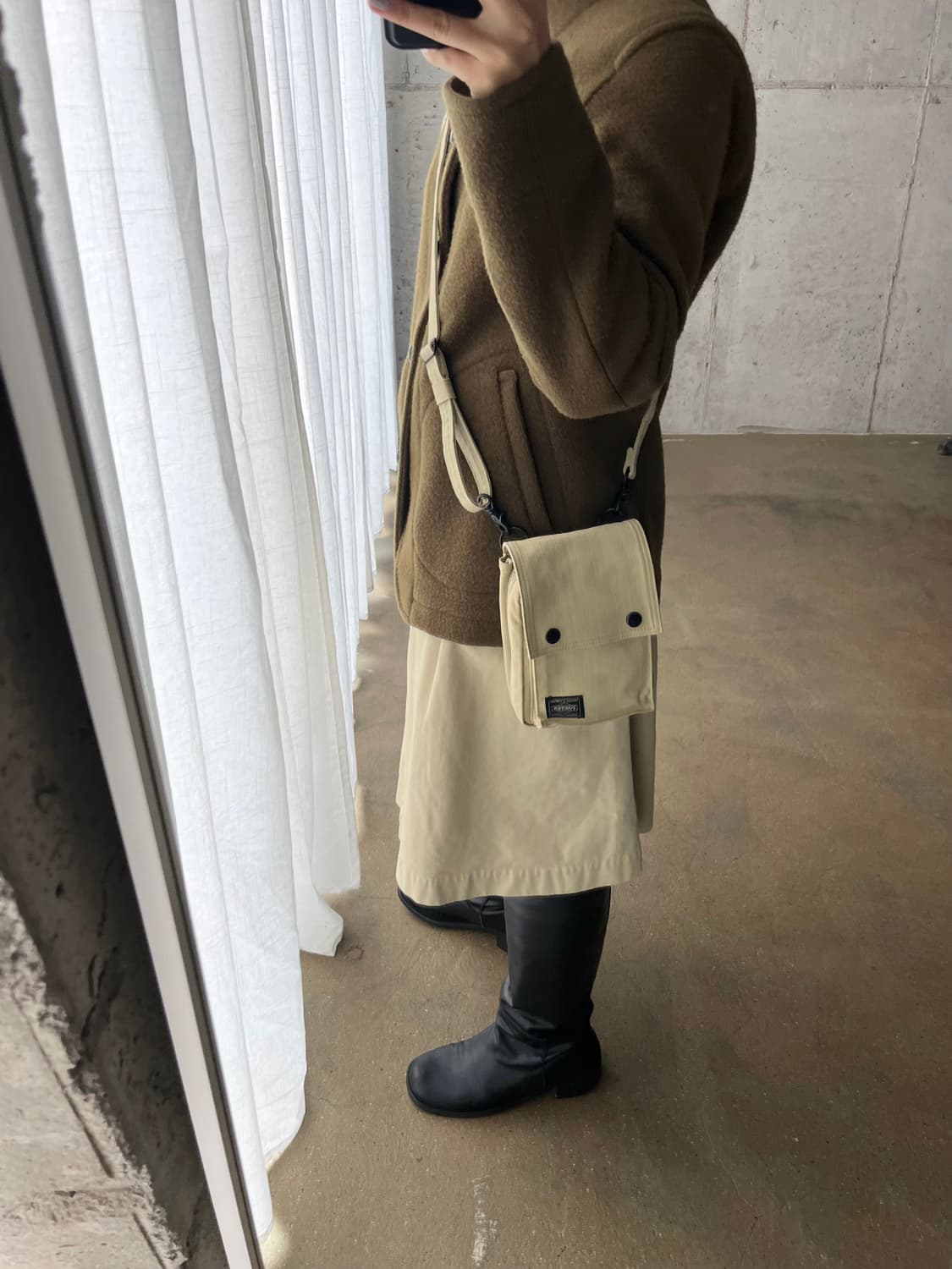 PORTER 포터 코튼 크로스백 베이지 상품이미지1