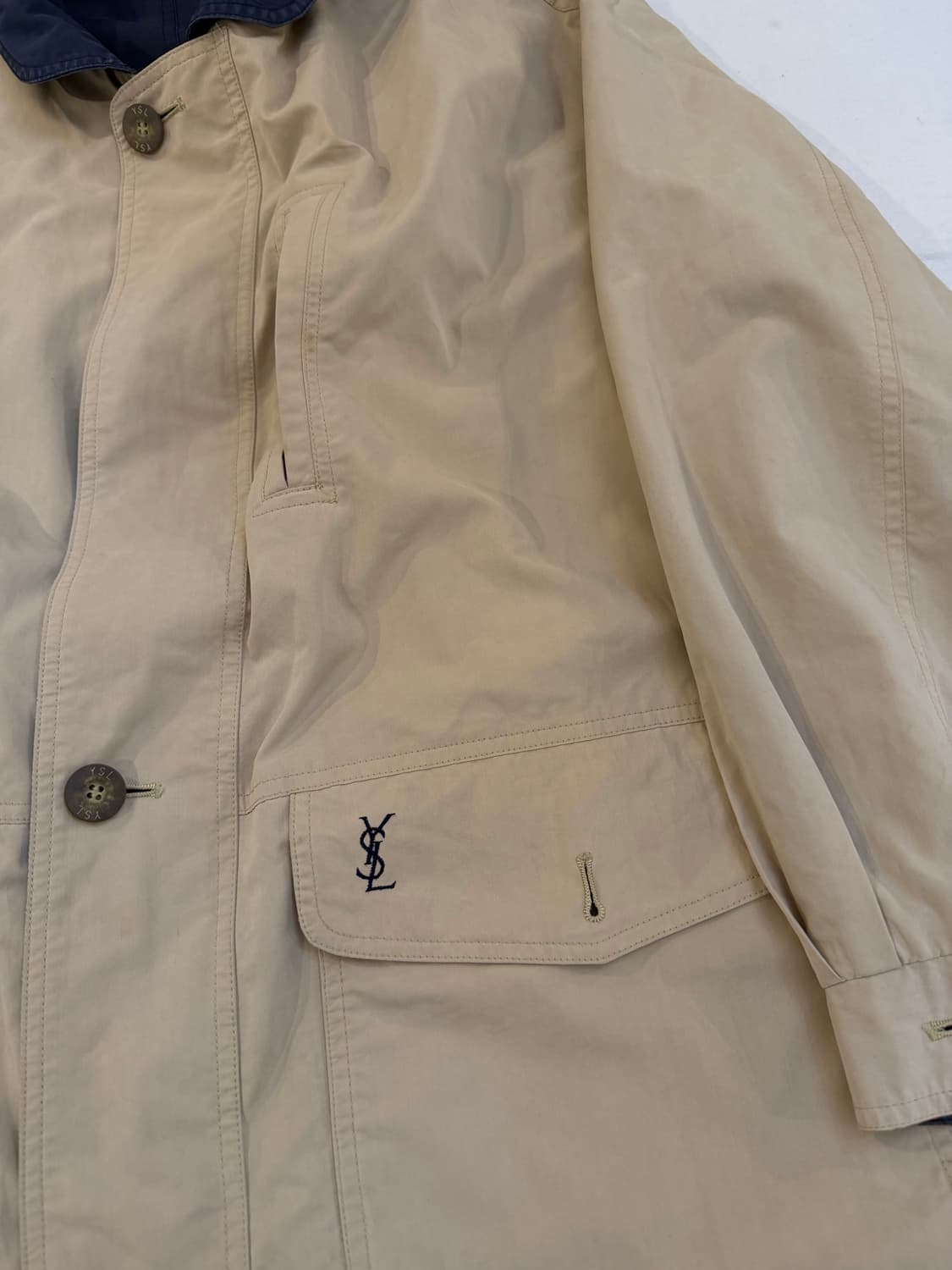 90s YSL 입생로랑 리버시블 블루종 사파리 자켓 베이지 상품이미지3