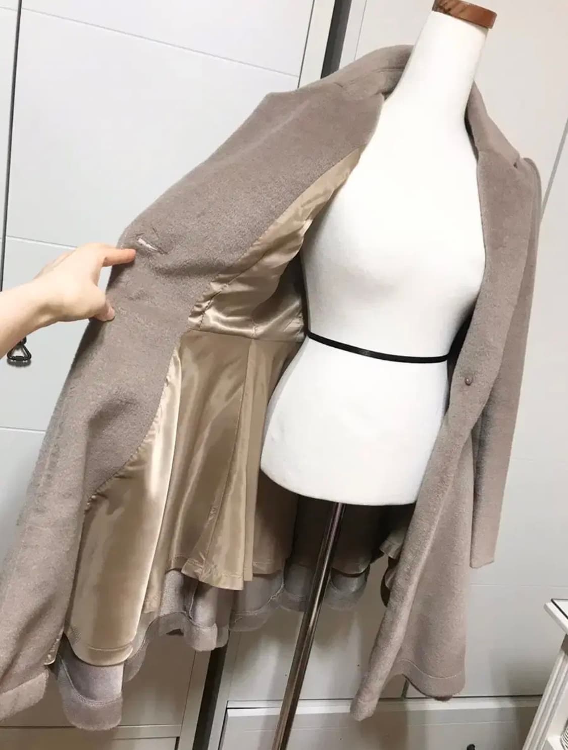 55ㅡ천연폭스 카라 연한 코코아색 코트 상품이미지5