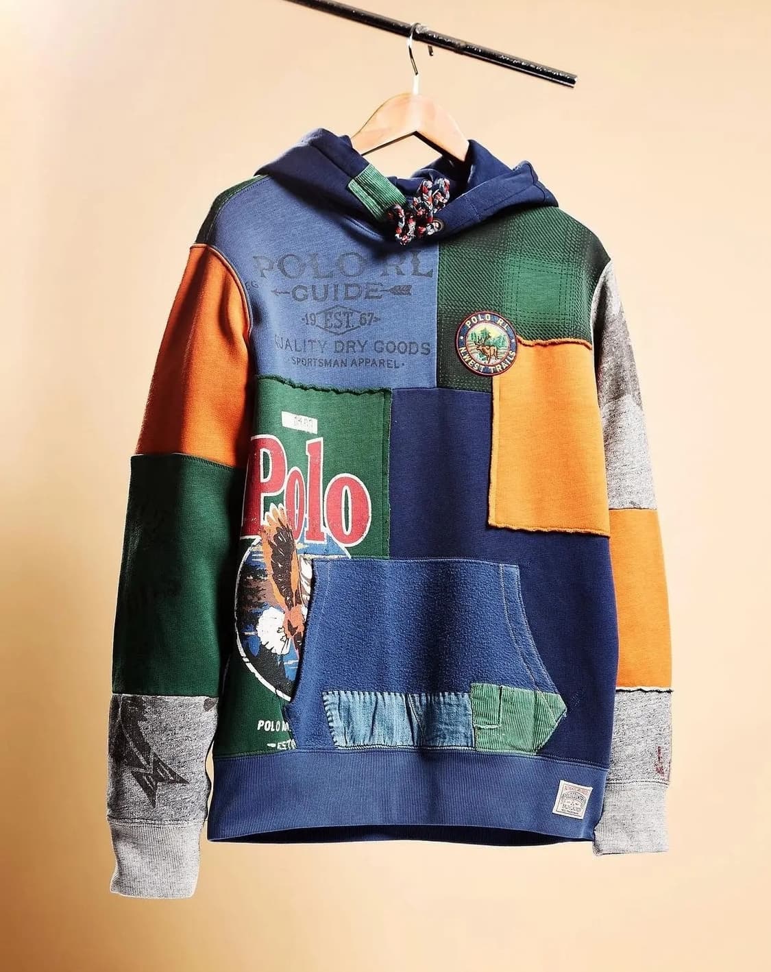 신형 QR 폴로 컨트리 패치워크 그래픽 후드 스웻셔츠 상품이미지9