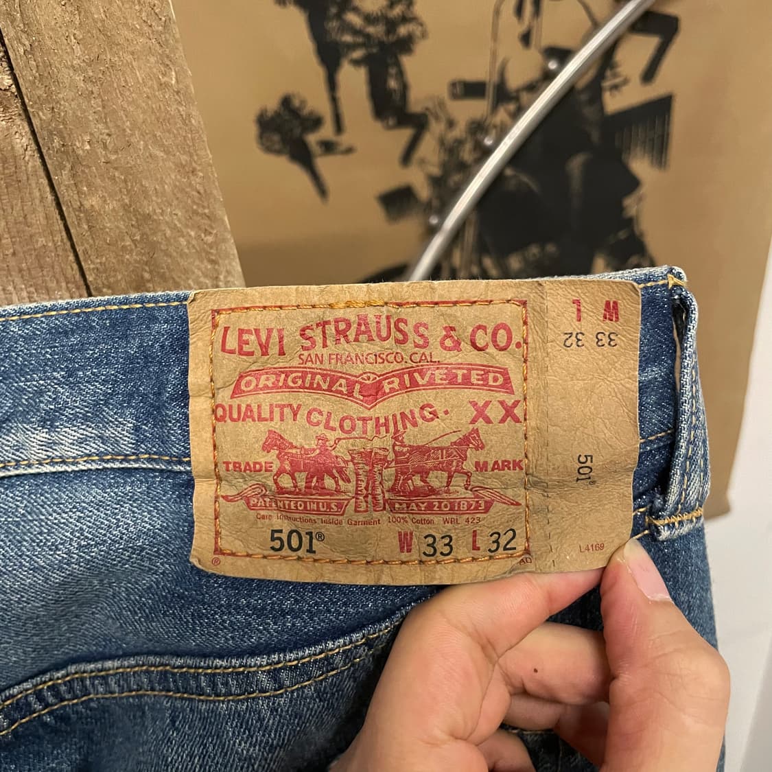 90s 리바이스 501 오리지널 플라이 버튼 스트레이트 데님 팬츠 상품이미지8