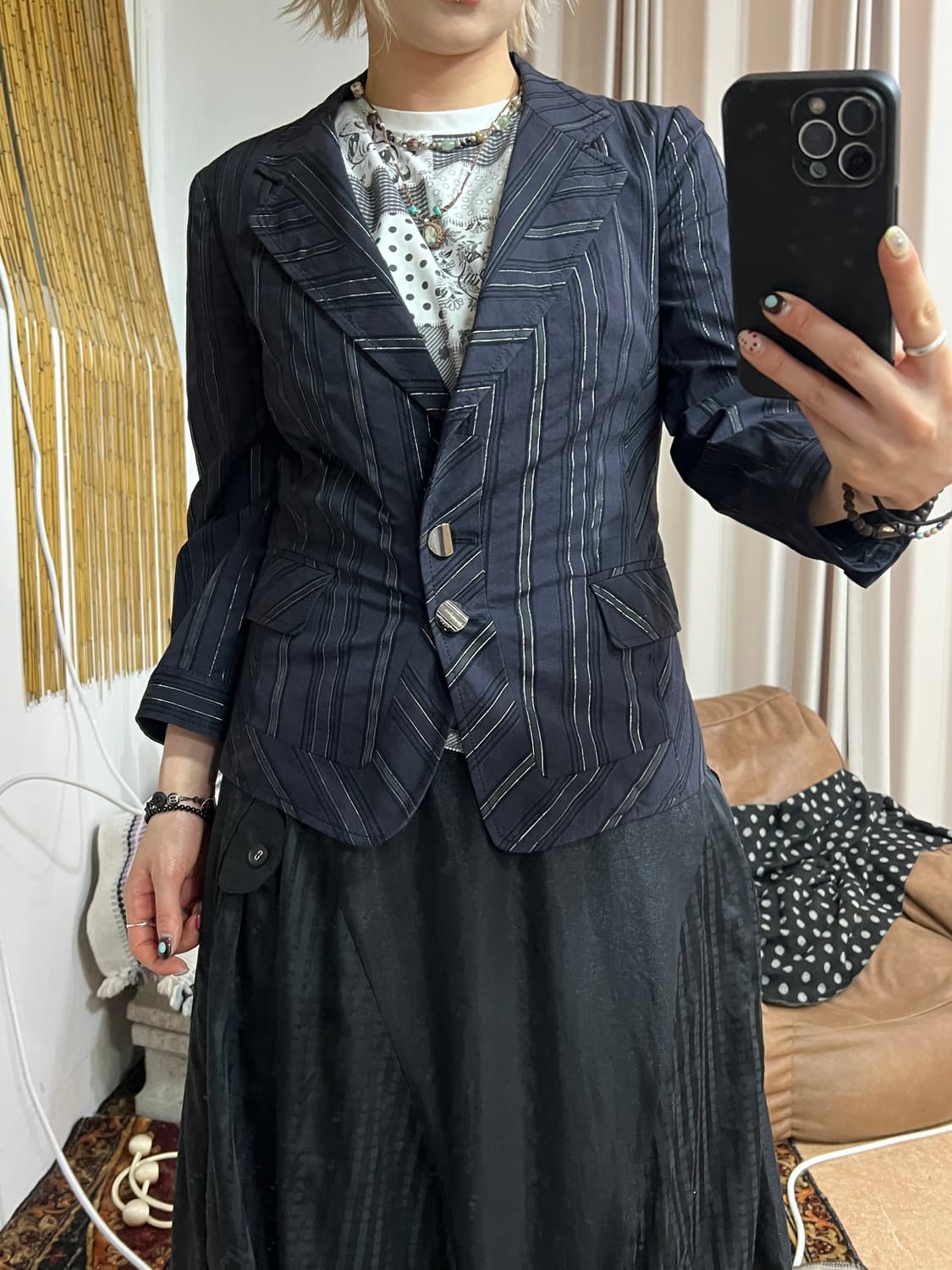 JOINUS 빈티지 스트라이프 7부 블레이저  상품이미지1