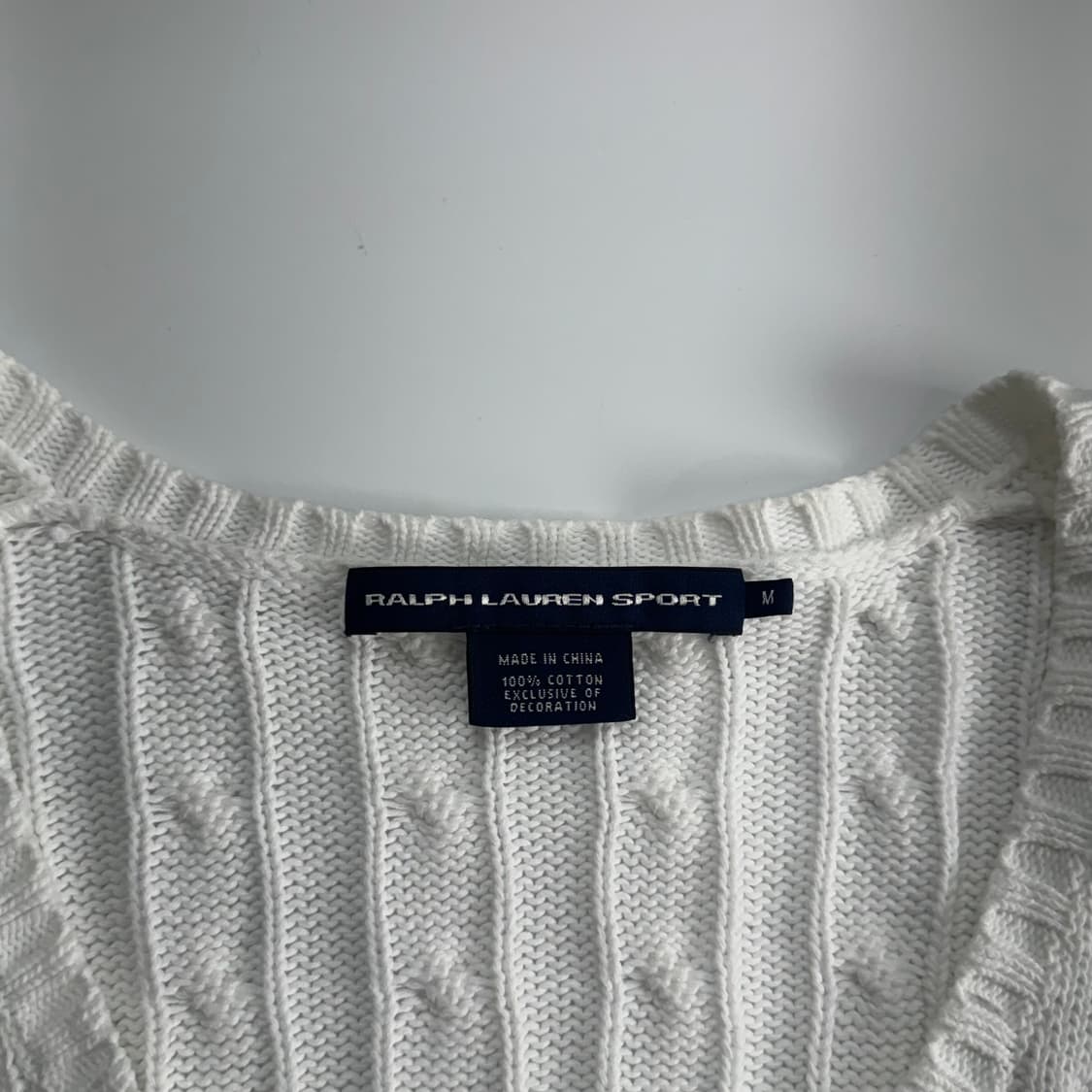 Polo 폴로 네이비 포니 화이트 브이넥 케이블 니트 상품이미지5