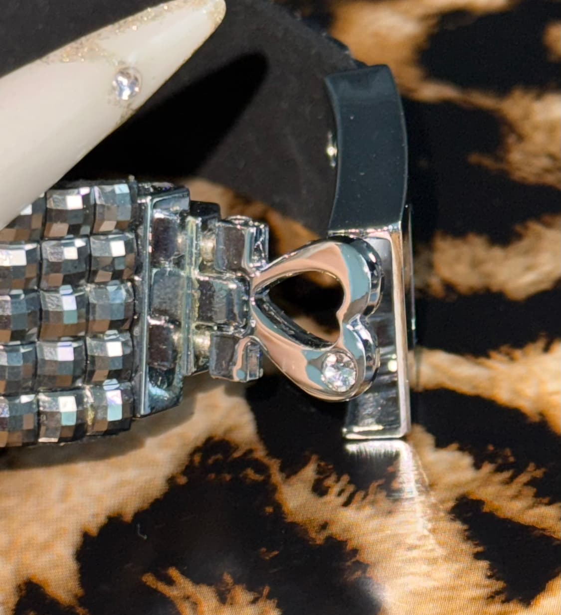 갸루 펑크 emo 화이트 실버 스터드 큐빅 뱅글 팔찌 상품이미지7