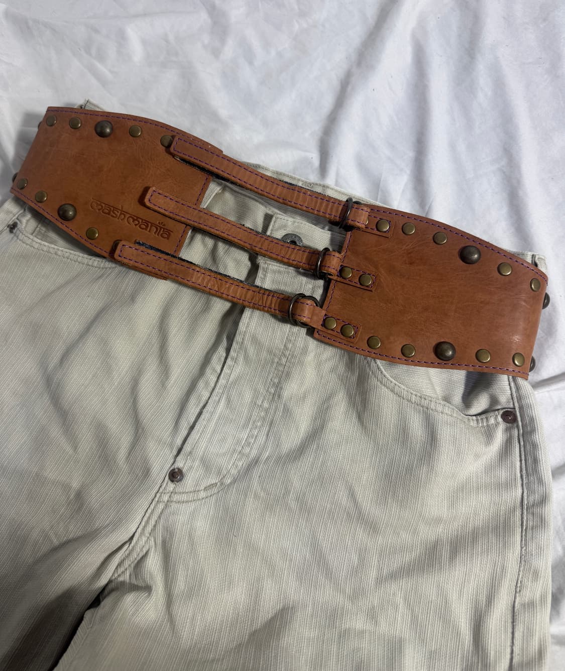 Mash mania 스터드 리버시블 와이드 벨트 데님 y2k 상품이미지4