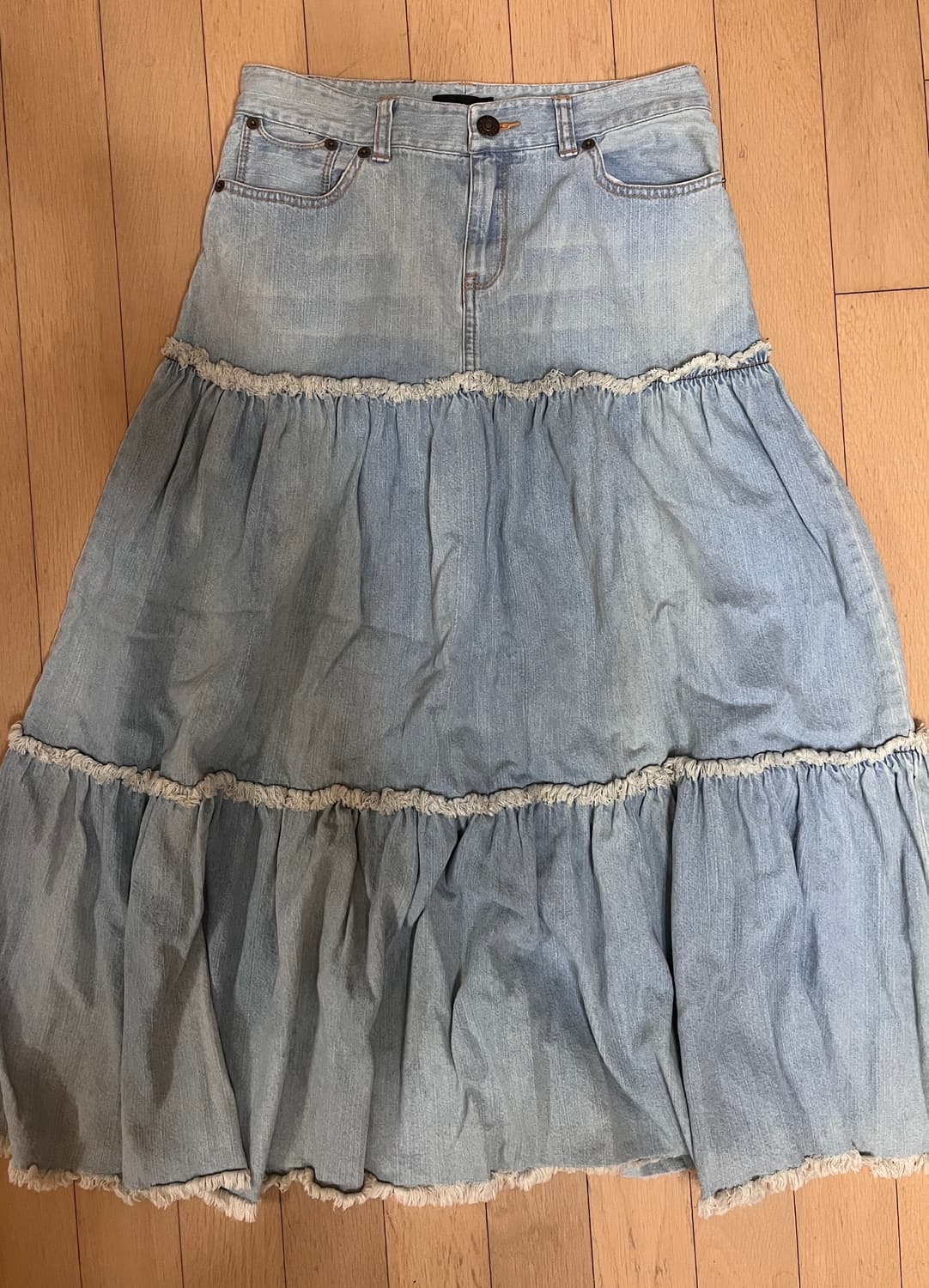 폴로 랄프로렌 빈티지 데님 캉캉 롱스커트 청치마 상품이미지2