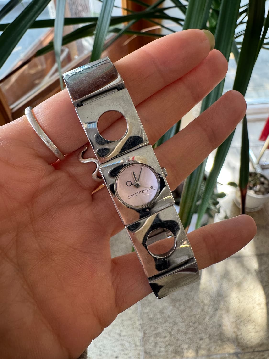 쿠레쥬 (Courrèges) 실버 스퀘어 링크 시계 상품이미지8