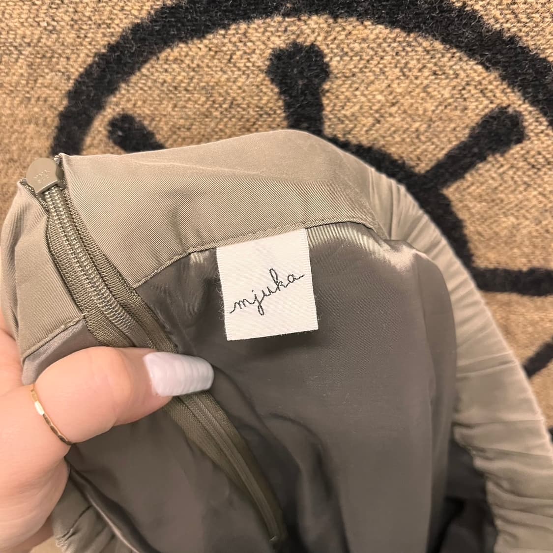 빈티지 캐주얼 코지 페미닌 말차카키 플리츠 밴딩 미디스커트 K0049 상품이미지5