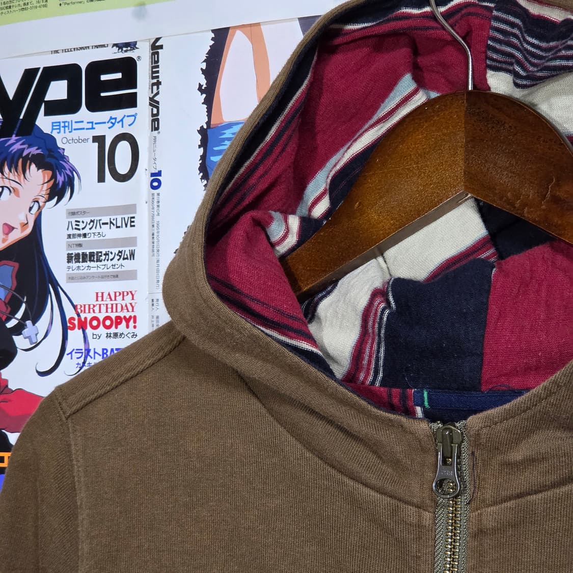 JPN 모리걸 카키 브라운 투웨이 후드집업 상품이미지3