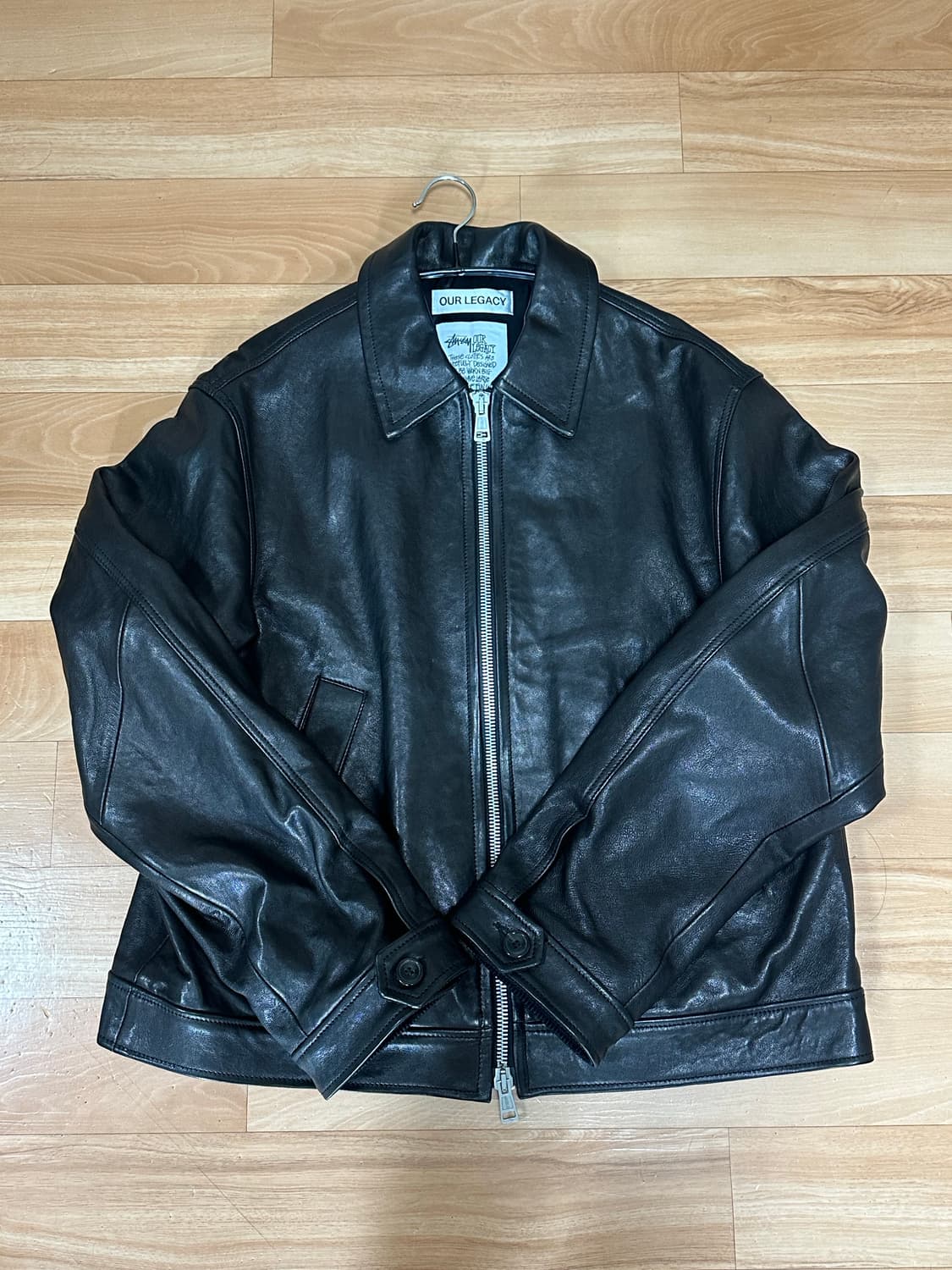 스투시 x 아워레가시 워크샵 블루종 자켓 레더 블랙 L 상품이미지1