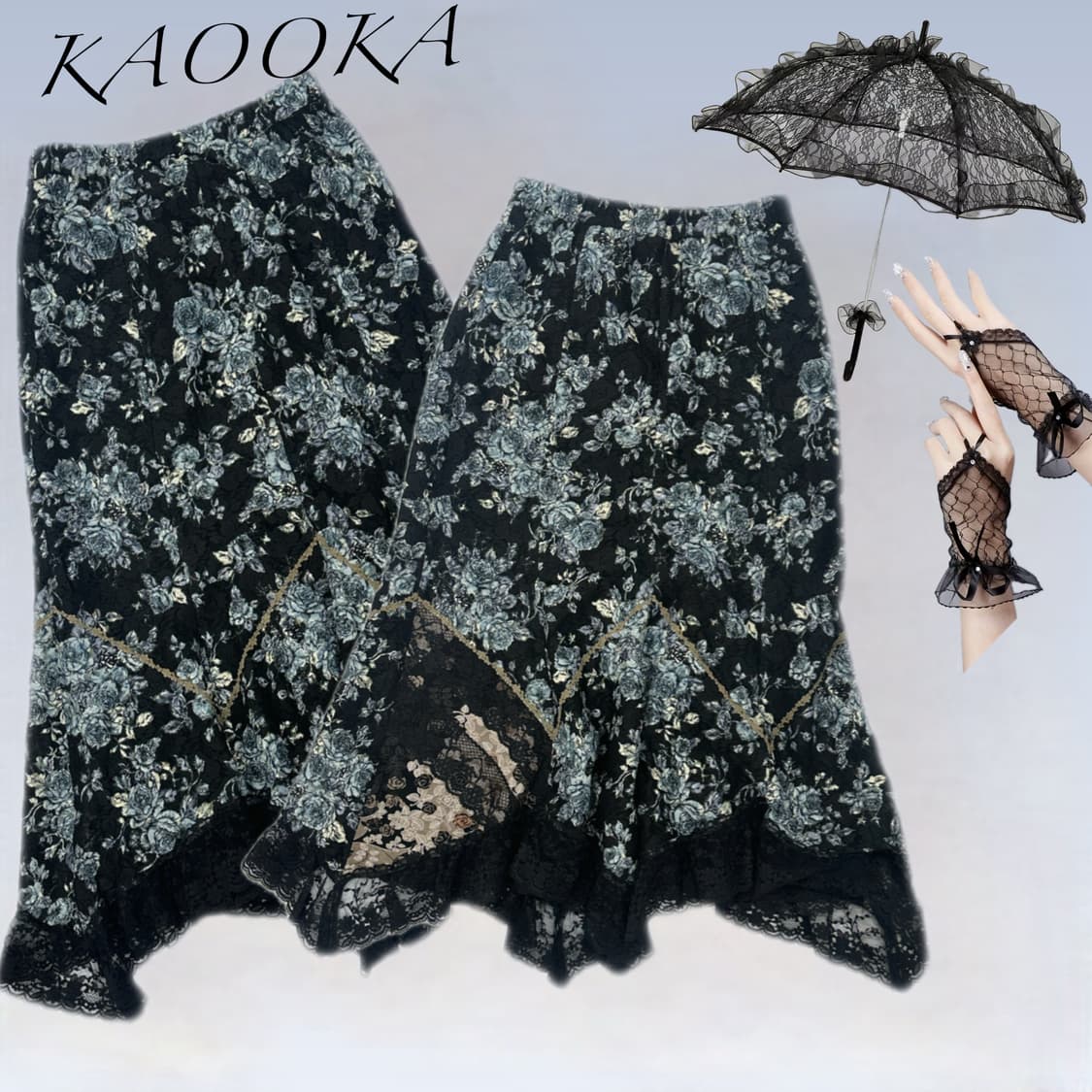 🖤양산형 지뢰계 고딕풍 레이스 스커트🖤 롱스커트 공겜여주 고스로리 상품이미지1