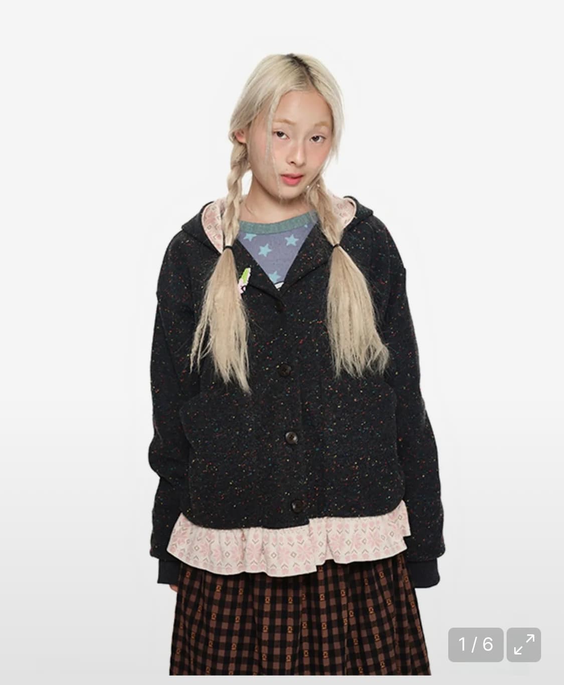 유쓰배쓰 Button-Up Hooded Jumper_charcoal 상품이미지1