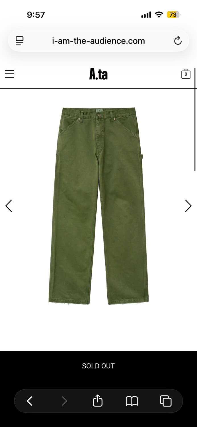 A.ta  CUT OFF CARPENTER PANTS (MOSS) 상품이미지1