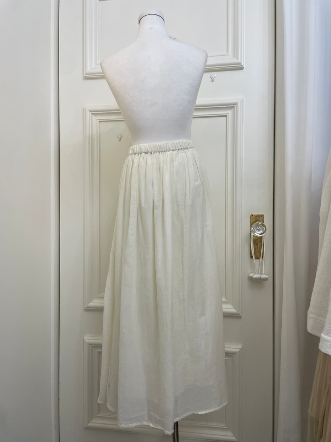 ivory cotton shirring banding long skirt 상품이미지3