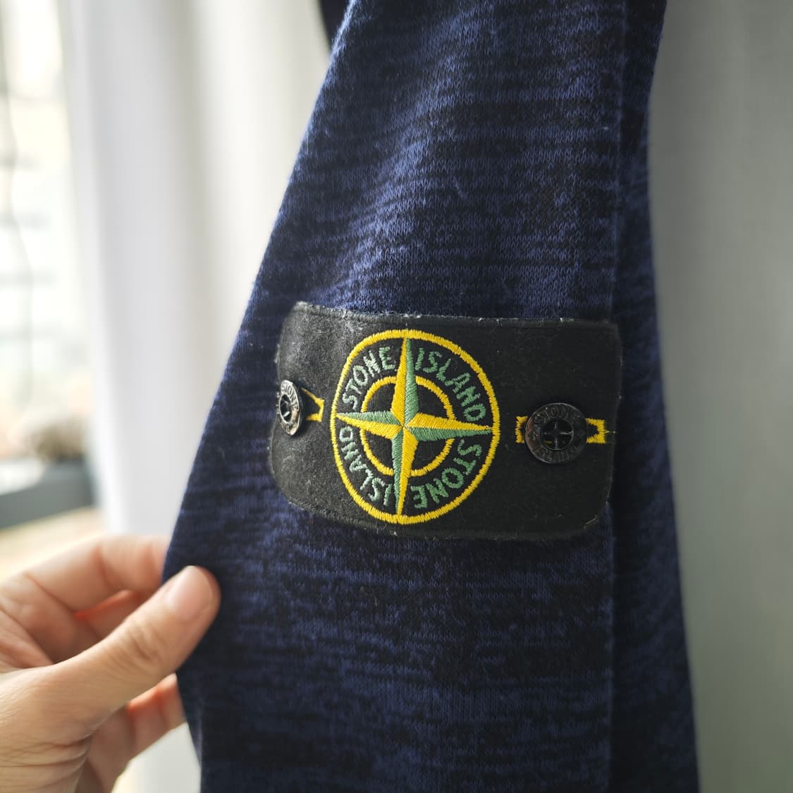 스톤아일랜드 코팅 후디 와펜 니트 후드 집업 네이비 퍼플 L 상품이미지6