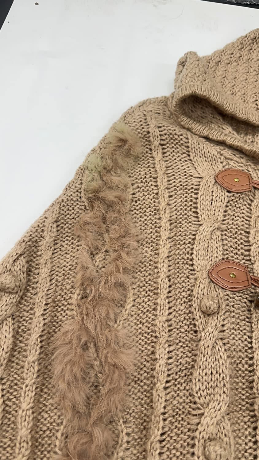 ❄️사와코의 라떼갸루 케이프 망토 ❄️판초 니트 그런지 히피 러블리 상품이미지4