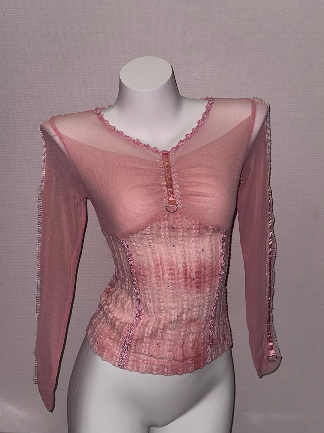 시스루 인디핑크 메쉬 페어리 탑 상품이미지1