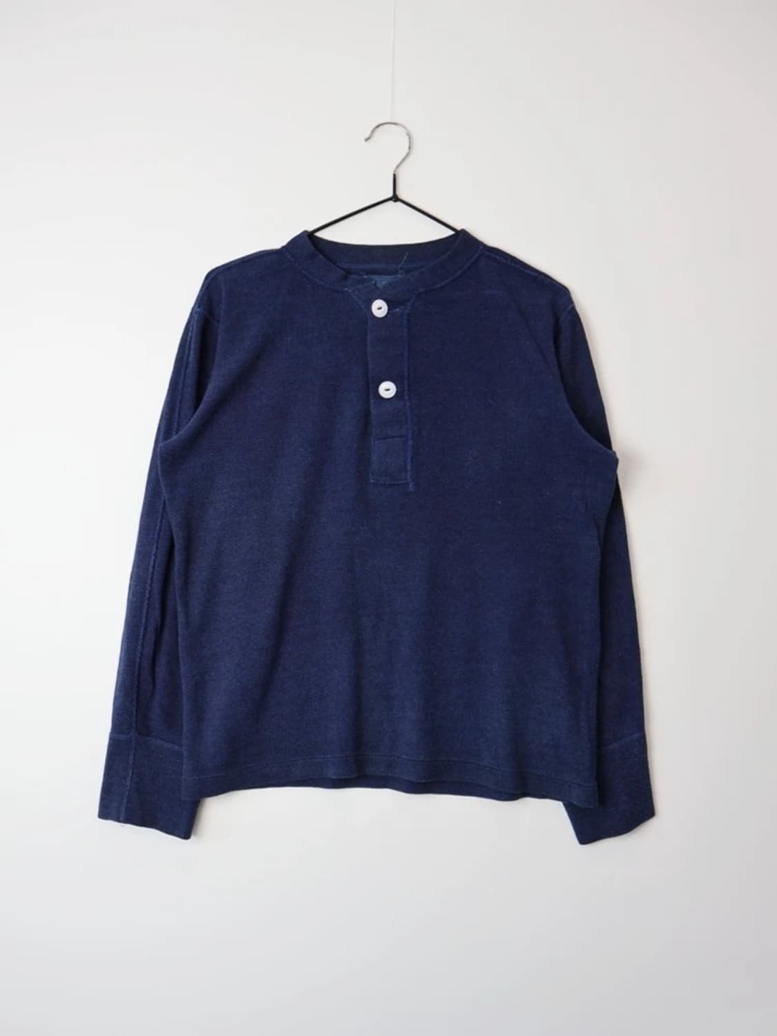 JPN Navy Henley Long Sleeve T-Shirt 상품이미지3