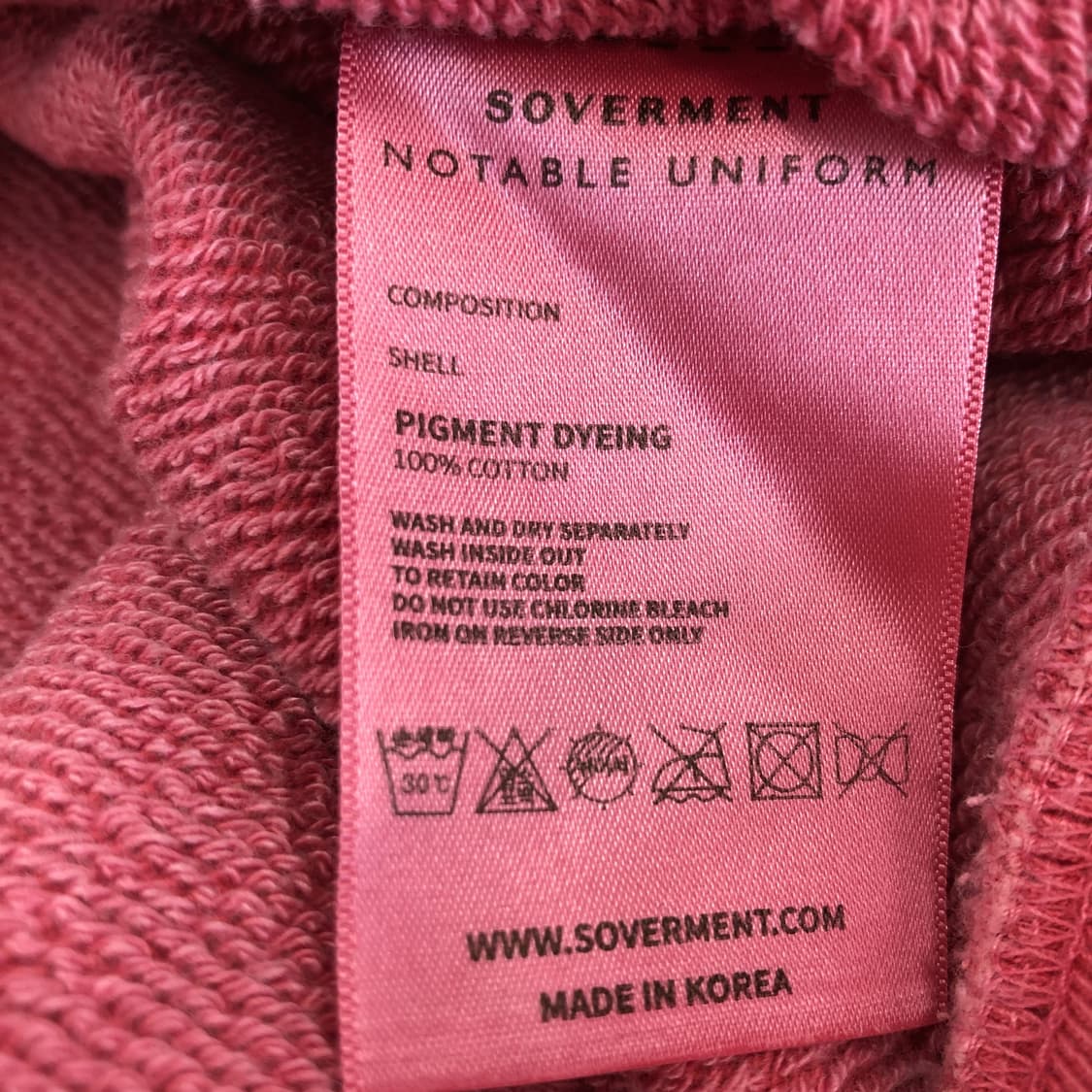 SOVERMENT 소버먼트 피그먼트 핑크 스웻셔츠 M 오버  상품이미지6