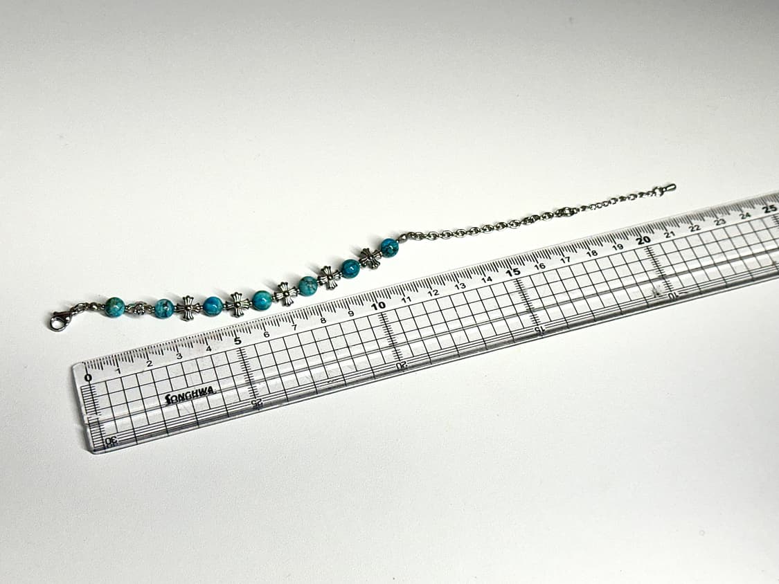 (핸드메이드) 천연석 터키석 써지컬 크롬십자가 원석팔찌 상품이미지6