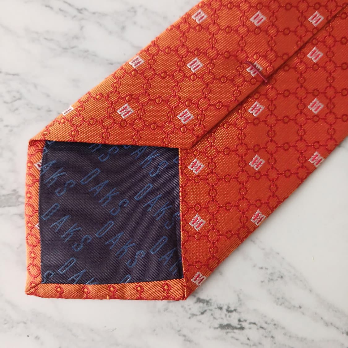 DAKS 닥스 넥타이 오렌지 로고 패턴 S~A+등급 E897 상품이미지7