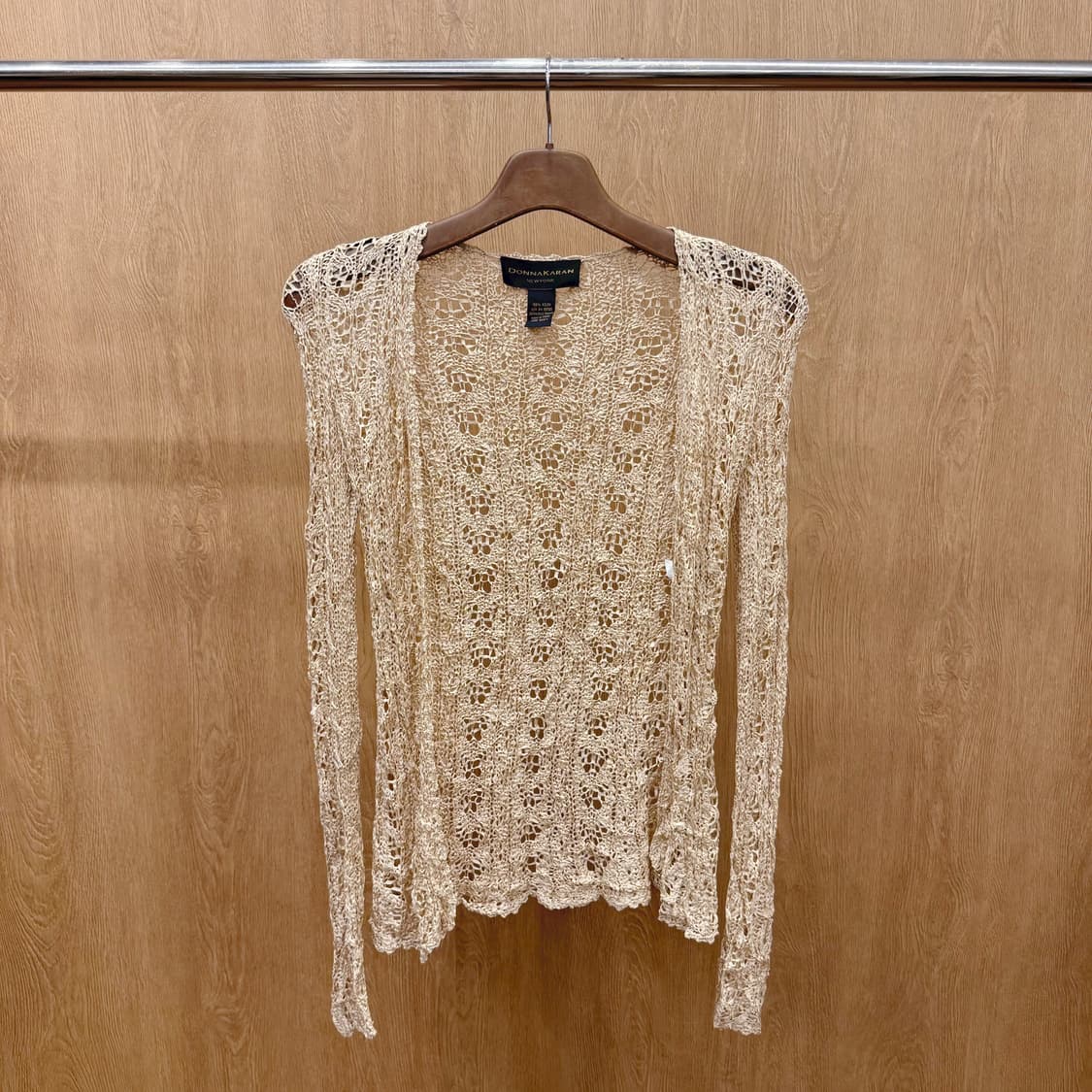 도나카란 뉴욕 레이스 긴팔 니트 시스루 크로셰 가디건 베이지 상품이미지2
