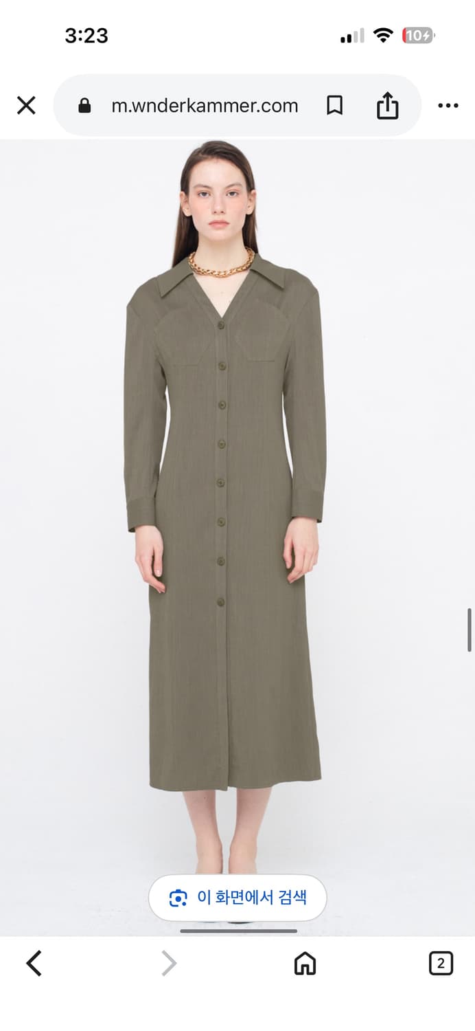 분더캄머 셔츠원피스 새상품(그레이시 카키) 상품이미지3