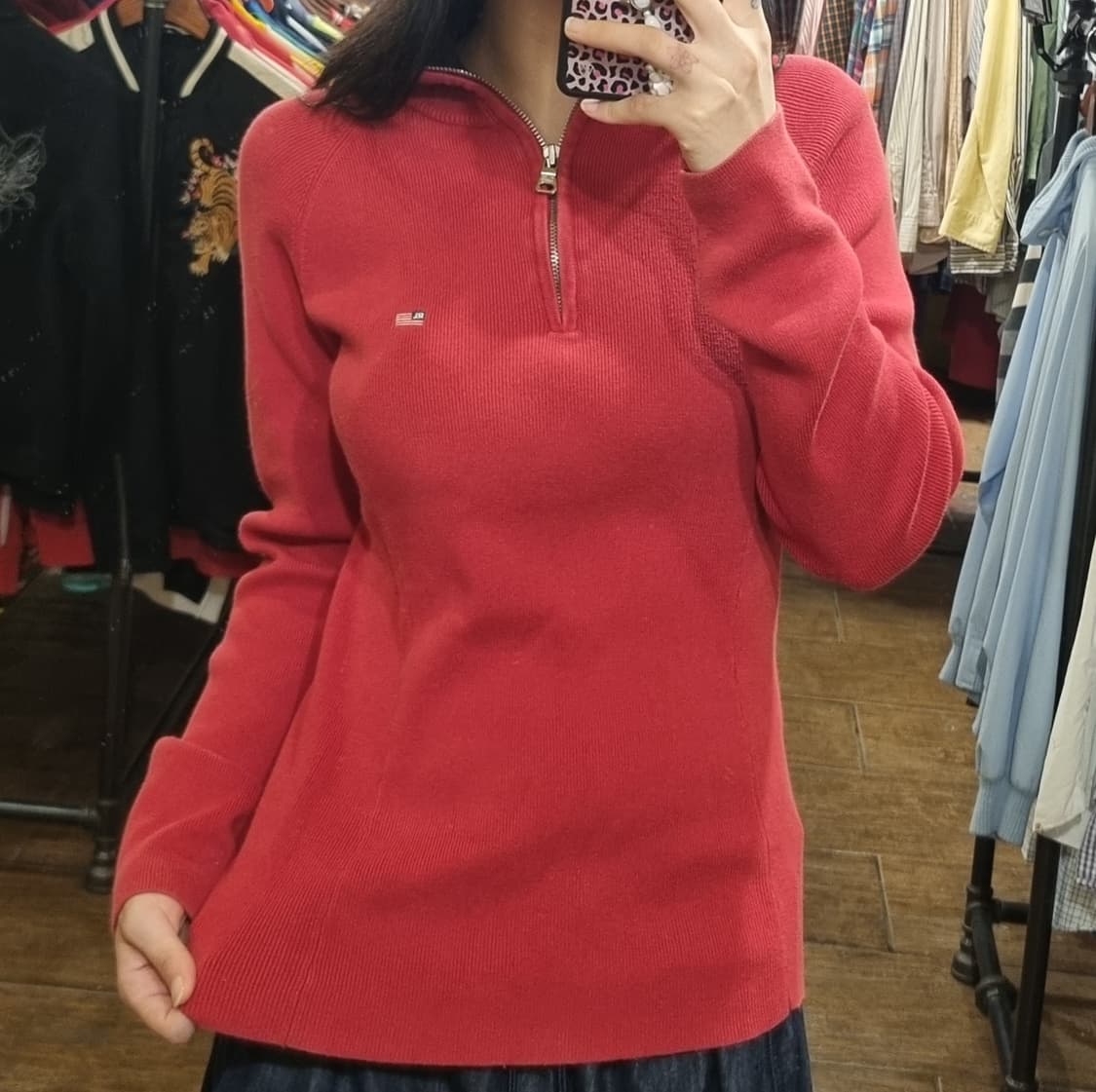 [Hi] 폴로 하프집업 니트 레드 상품이미지3
