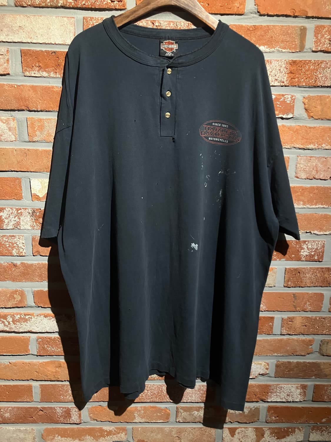 3XL 90s USA 빈티지 할리 데이비슨 헨리넥 반팔 티셔츠 상품이미지2