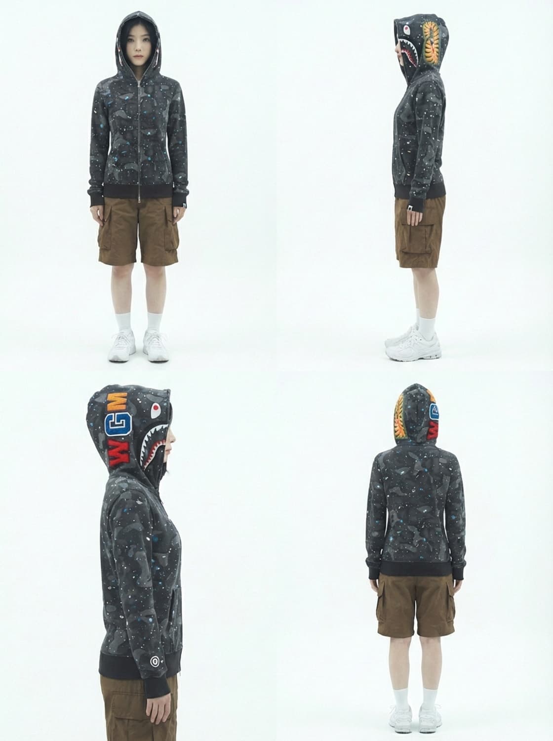(BAPE) 샤크 풀집업 후드 – 다크 카모 상품이미지3