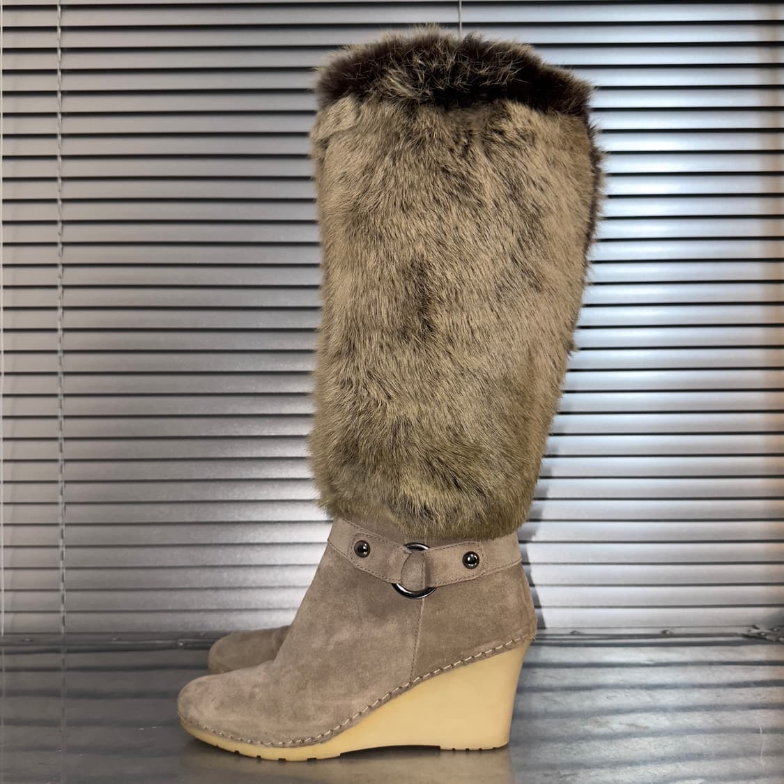 00s Y2K 베티 뮬러 토끼털 롱부츠 상품이미지4