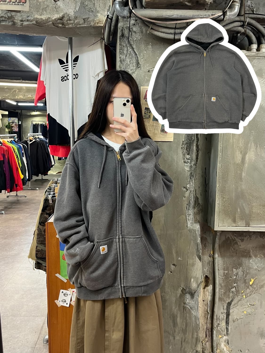칼하트 후드집업 그레이 L #csz1294 상품이미지1