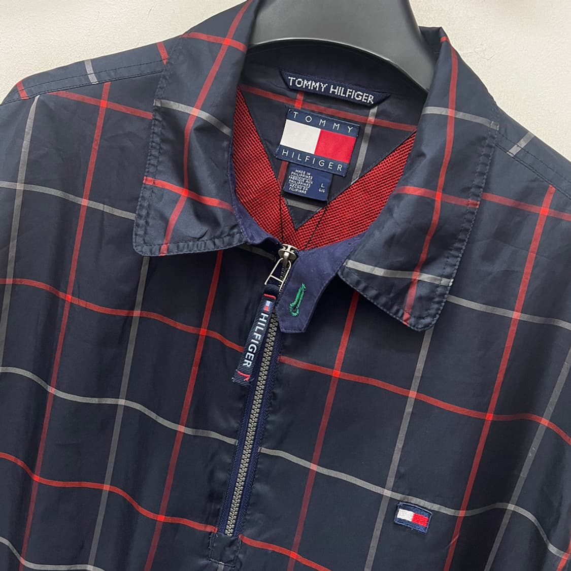 90s 타미힐피거 하프집업 해링턴 풀오버 바람막이 자켓 해외 L 상품이미지3