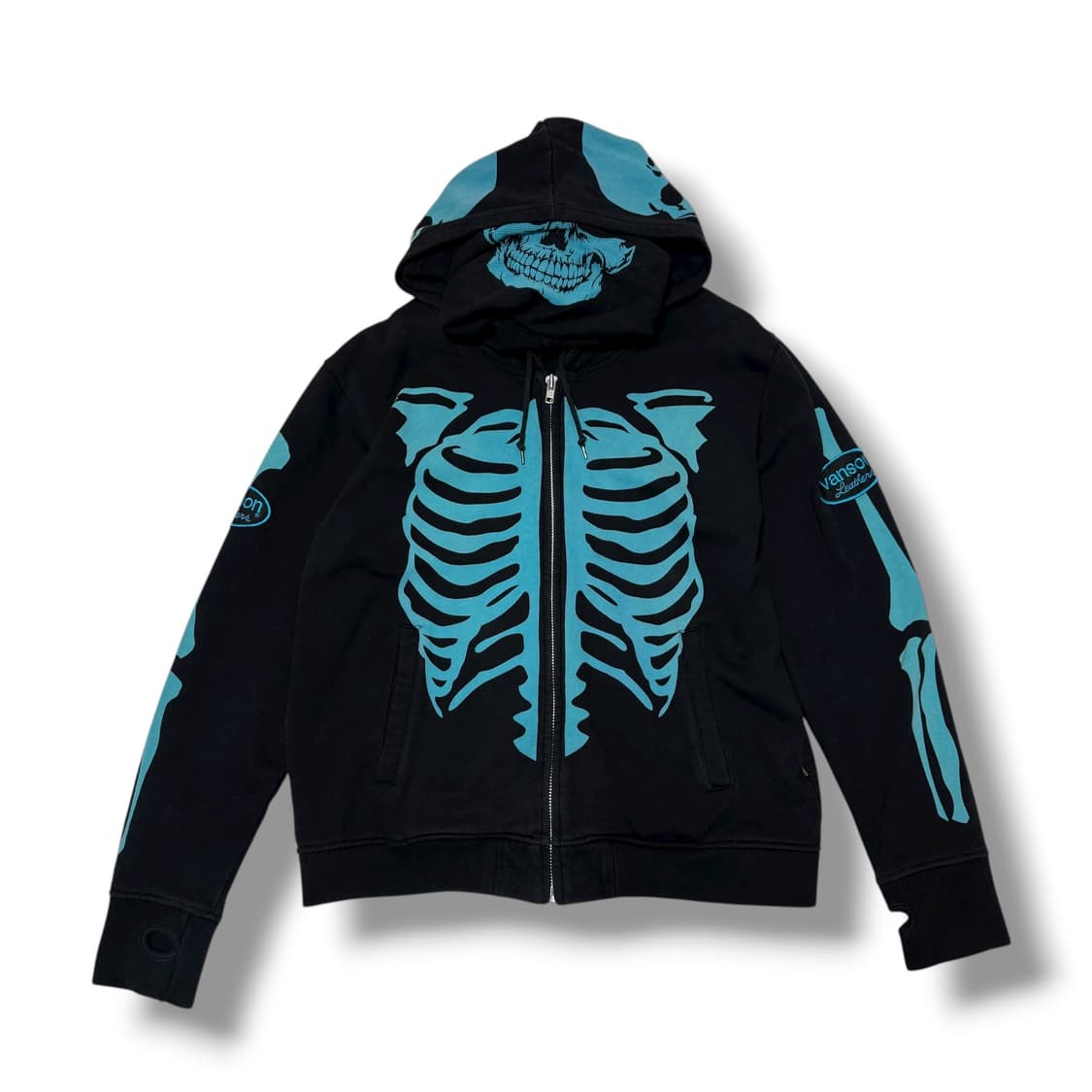 밴슨 레더 블랙 민트 워머 본 스켈레톤 후드집업 상품이미지1