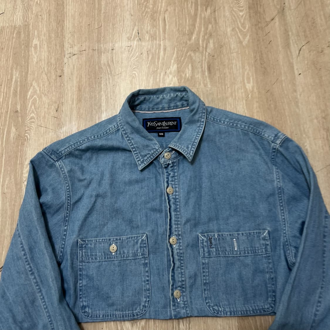 입생로랑 여성 포켓 크롭 데님셔츠 데님자켓 XL  상품이미지2
