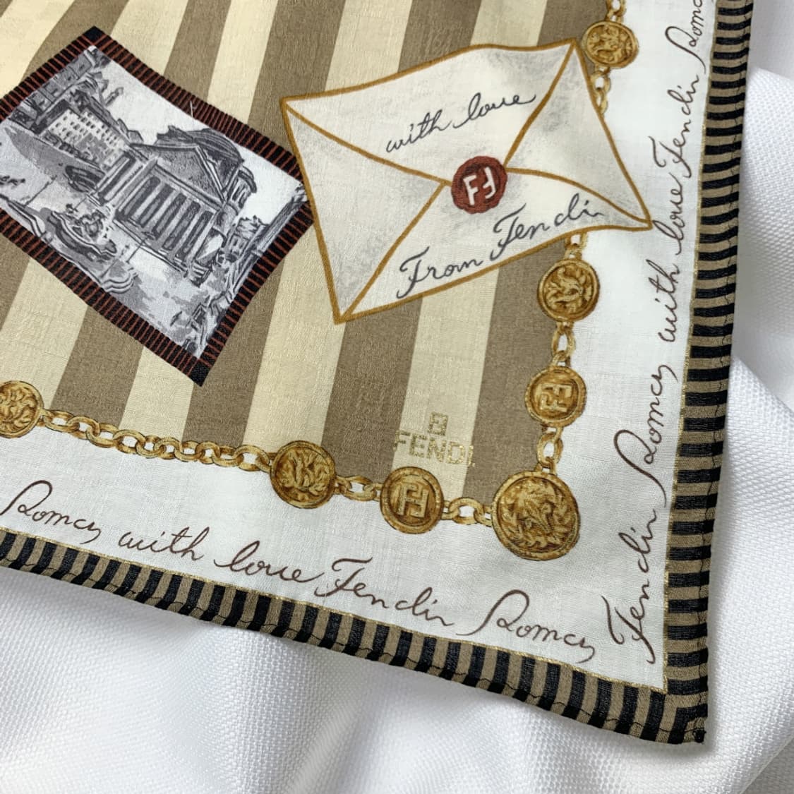 [정품] Fendi 펜디 편지패턴 빈티지 쁘띠스카프 손수건 상품이미지2