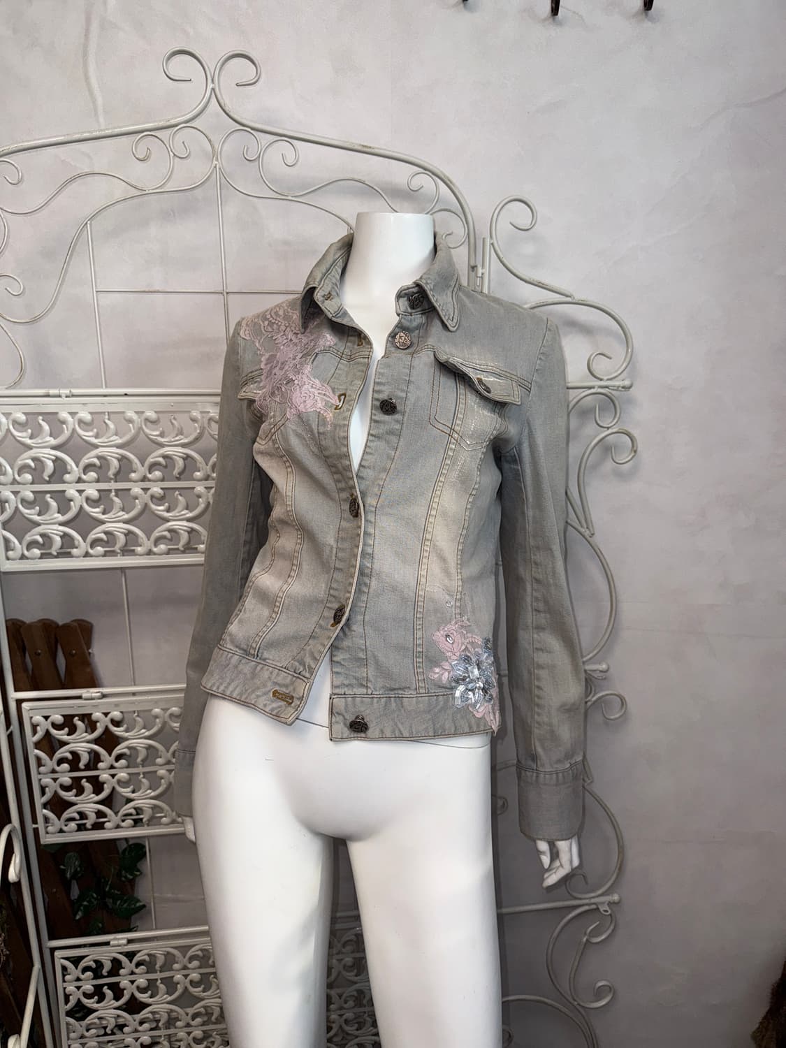 Obzee fairy flower lace denim jacket 상품이미지1
