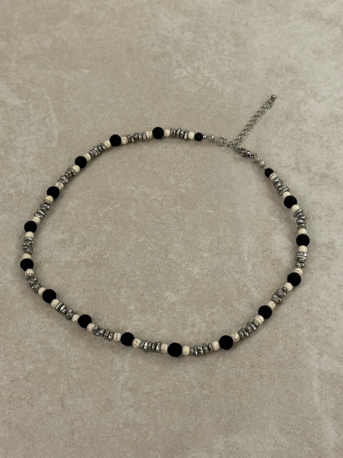 화산석 헤마타이트 레이어드 목걸이 상품이미지1