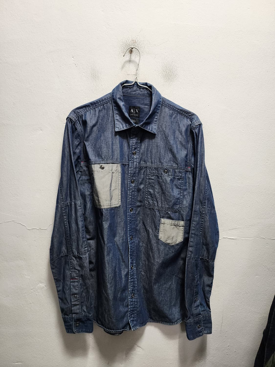 알마니 익스체인지 배색 데님셔츠 상품이미지1