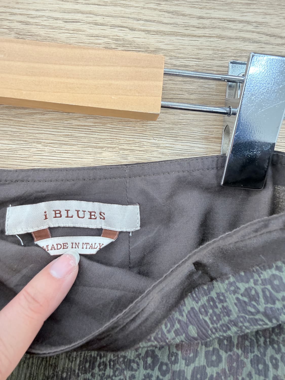 빈티지 iBLUES 카키 브라운 실크 스커트 상품이미지5