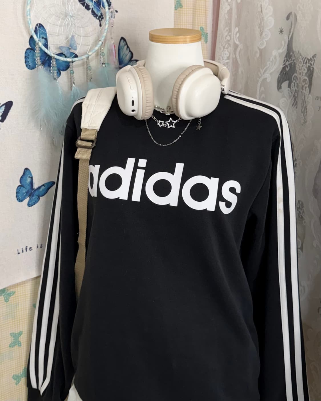 아디다스 블랙 빅 로고 맨투맨 상품이미지3