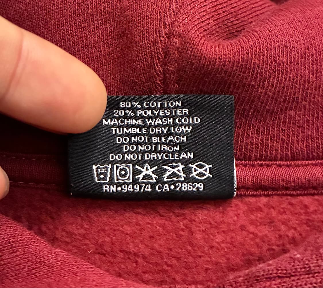 (S/97)Stussy 스투시 SS 큐브 백프린트 후드티셔츠 버건디 상품이미지9