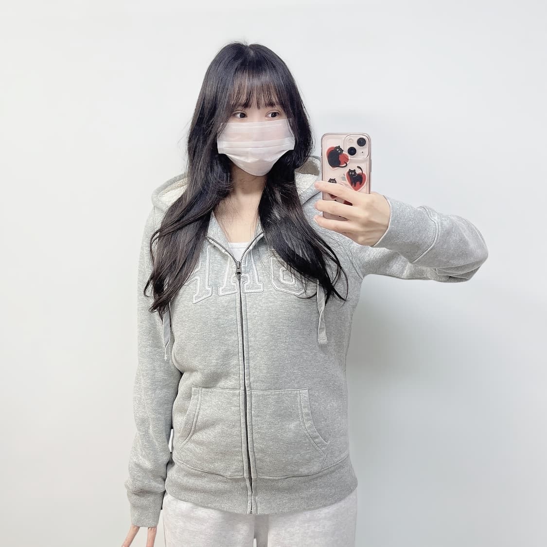 갭 Gap 스펠 로고 양털 후드집업 그레이 상품이미지1